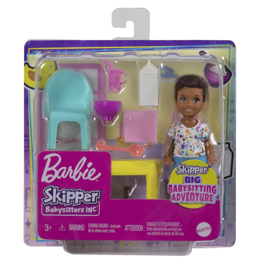 Mattel-Barbie Small Doll And Accessories, Babysitters Inc. Set With Table and Chair-HJY28-Legacy Toys