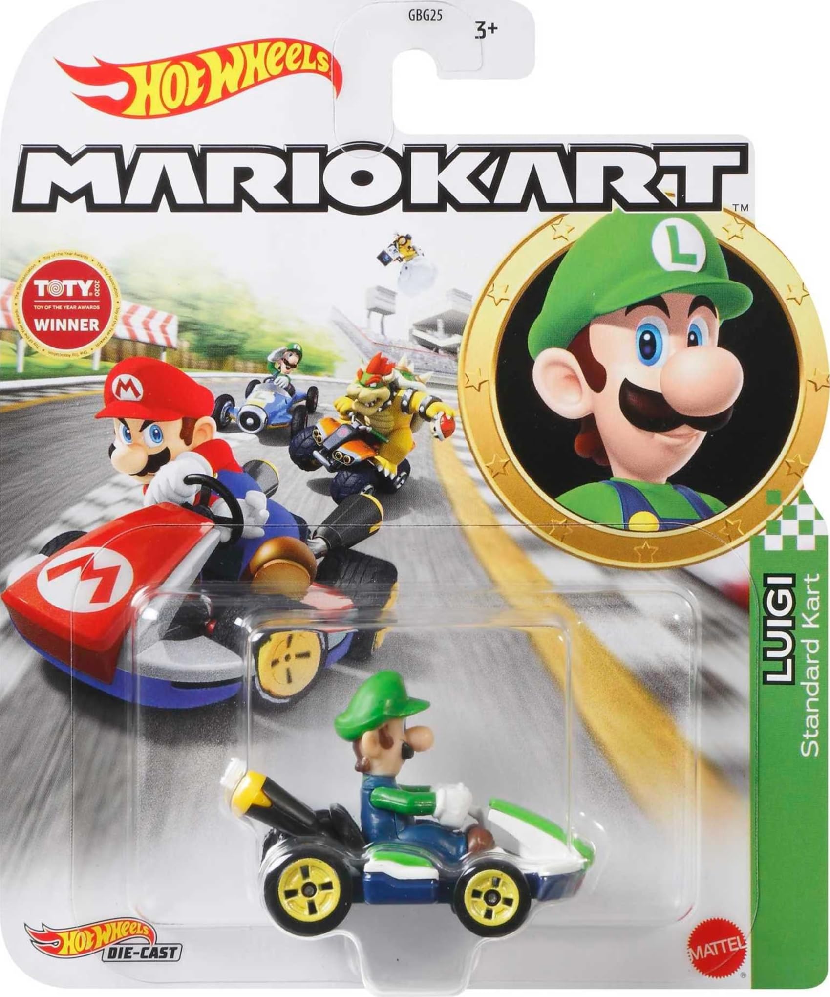 Mattel-Hot Wheels Mario Kart - Luigi Standard Kart-GLP37-Legacy Toys