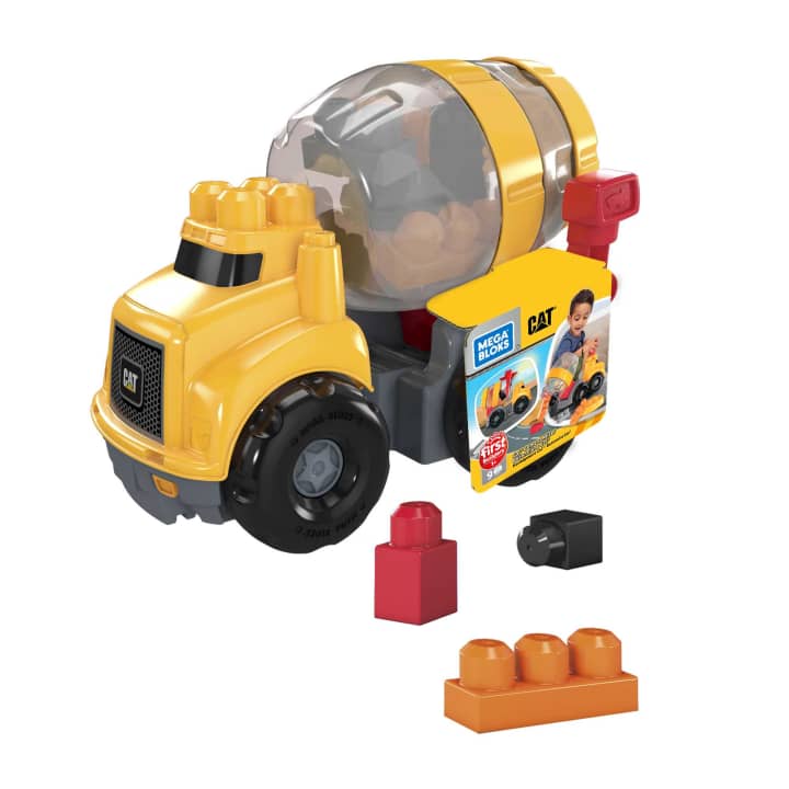 Mattel-MEGA Bloks Cat Cement Mixer With Big Building Blocks-GFG11-Legacy Toys