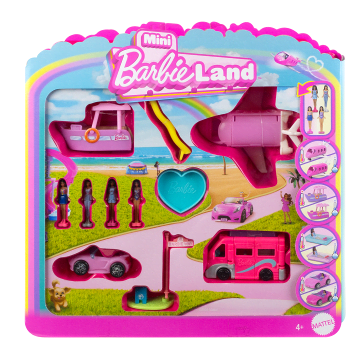 Mattel-Mini Barbieland - Dolls and Vehicles 4-Pack Set-JDB85-Legacy Toys