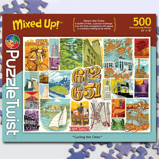 Maynards-Puzzle Twist - Cycling The Cities - 500 Piece Puzzle-10605-Legacy Toys