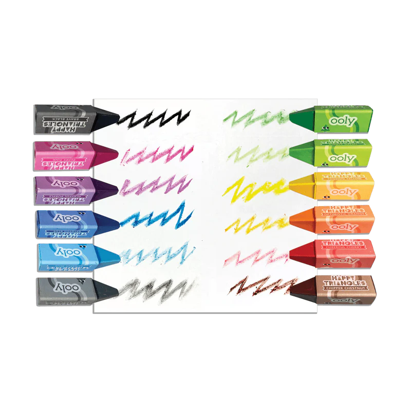 Ooly-Happy Triangles Jumbo Crayons - Set of 12-133-107-Legacy Toys