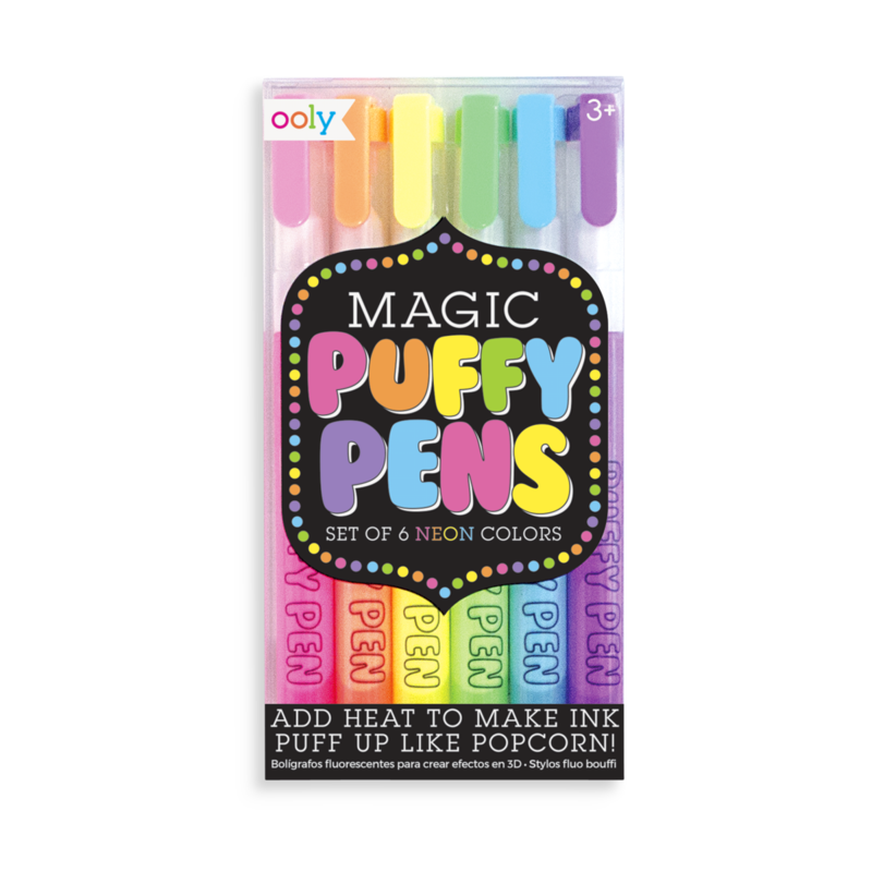 Ooly-Magic Puffy Pens - Neon - Set Of 6-132-061-Legacy Toys