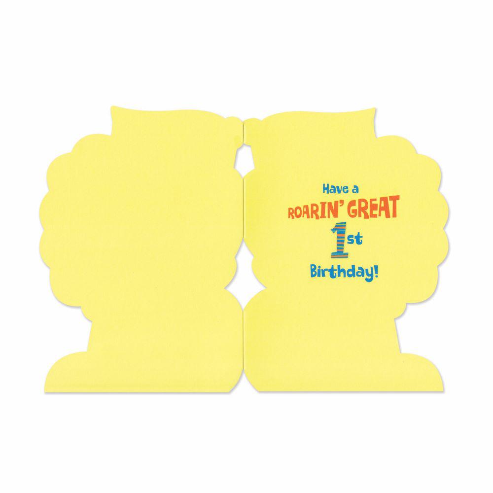 Peaceable Kingdom-Age 1 Lion Die Cut Birthday Card-5445G-Legacy Toys