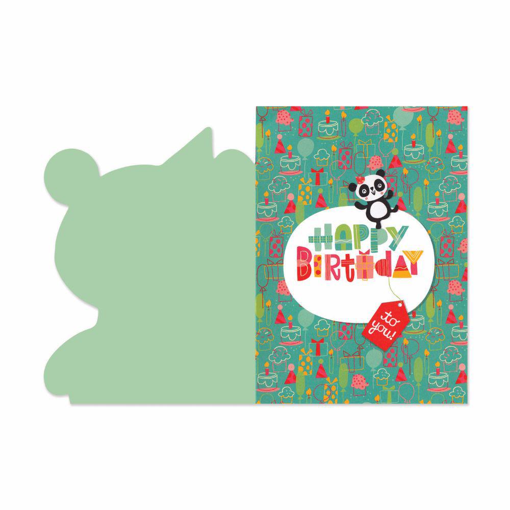 Peaceable Kingdom-Flocked Birthday Cards Panda-5668F-Legacy Toys