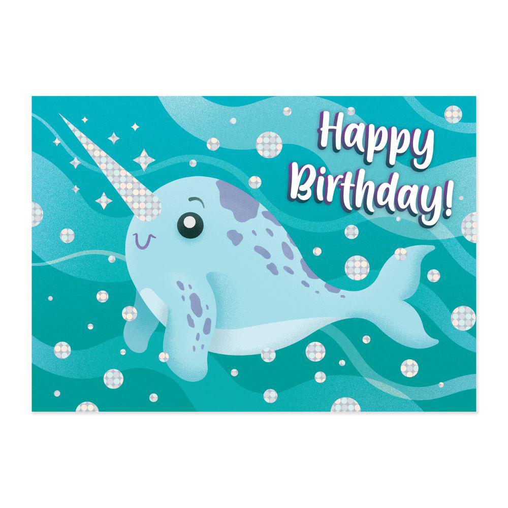 Peaceable Kingdom-Narwhal Foil Birthday Card-6406FC-Legacy Toys