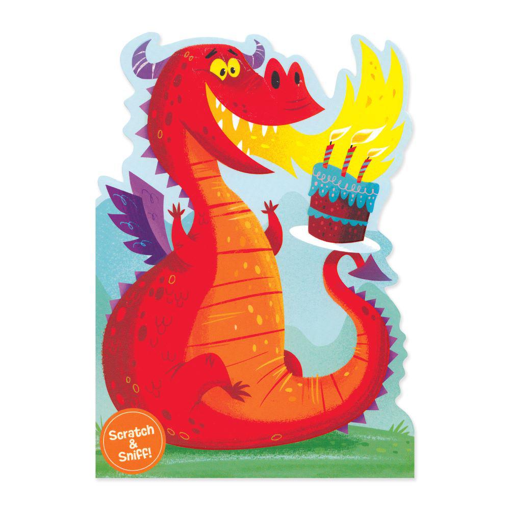 Peaceable Kingdom-Scratch & Sniff Birthday Card - Fire Breathing Dragon-11226-Legacy Toys