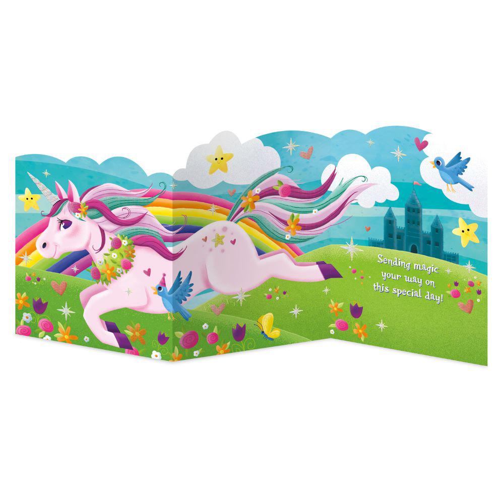 Peaceable Kingdom-Tri Fold Birthday Card - Unicorn-11384-Legacy Toys