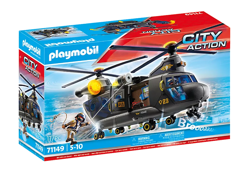 Playmobil-City Action - Tactical Unit - Banana Helicopter-71149-Legacy Toys