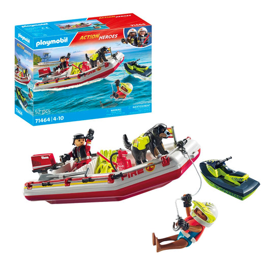 Playmobil-Fireboat with Water Scooter-71464-Legacy Toys