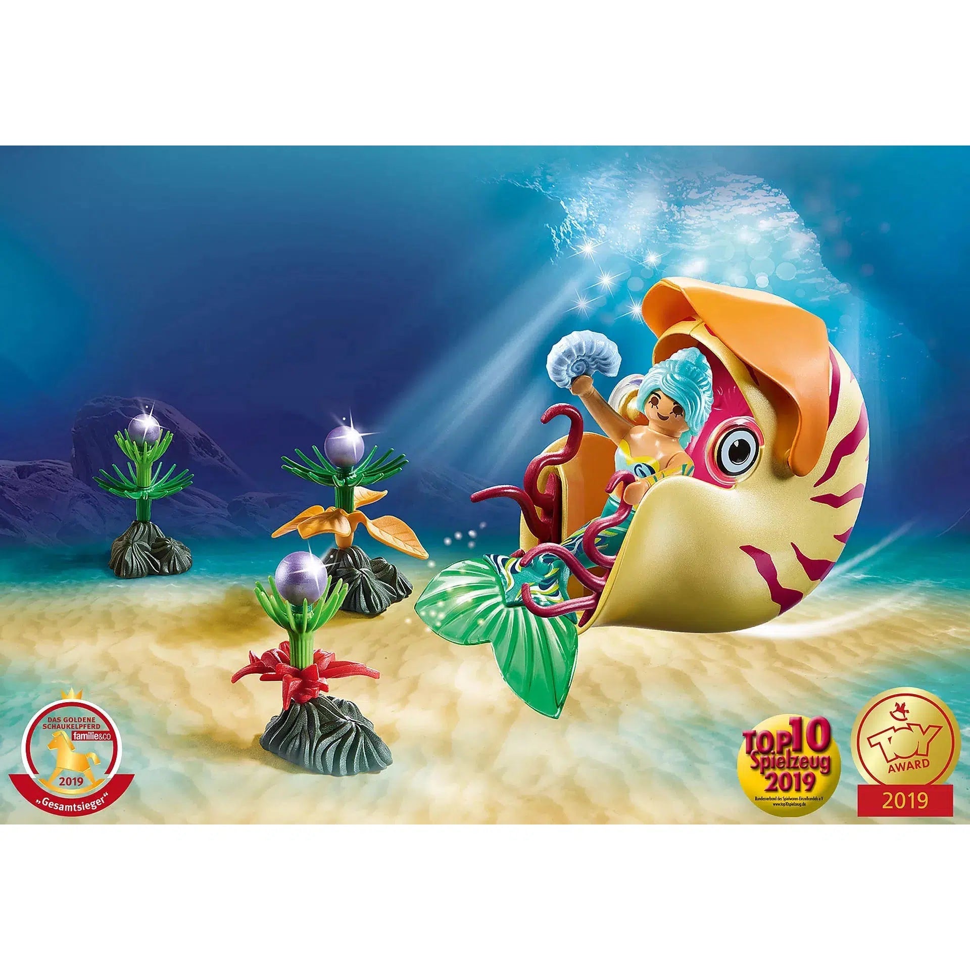 Playmobil-Magic - Mermaid with Sea Snail Gondola-70098-Legacy Toys