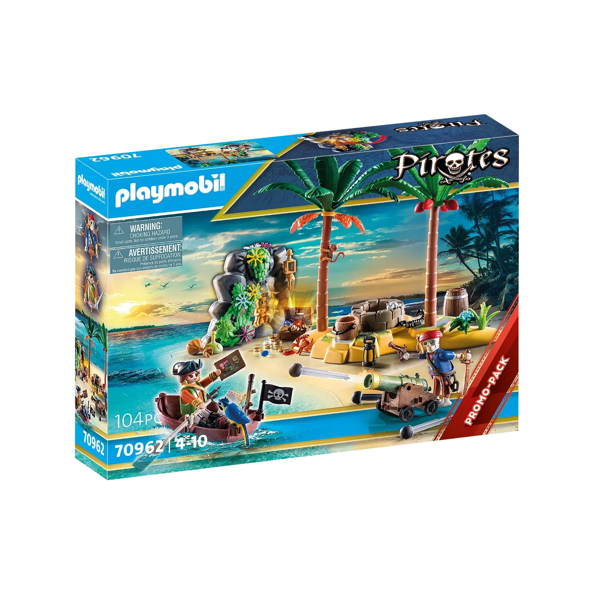 Playmobil-Pirates - Pirate Treasure Island with Rowboat-70962-Legacy Toys