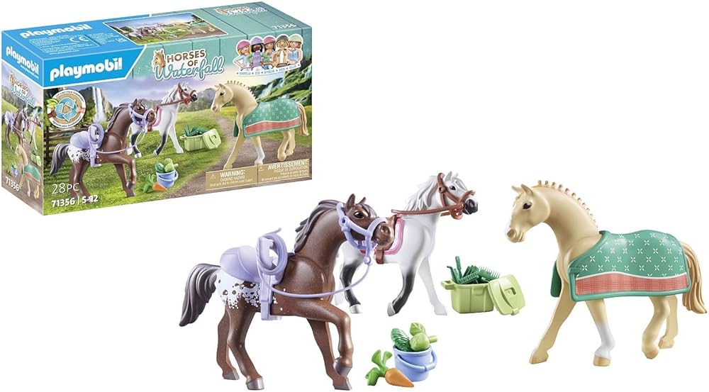 Playmobil-Three Horse Set: Morgan, Quarter Horse & Shagya Arabian-71356-Legacy Toys