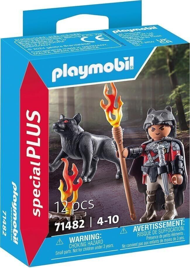 Playmobil-Warrior with Wolf-71482-Legacy Toys