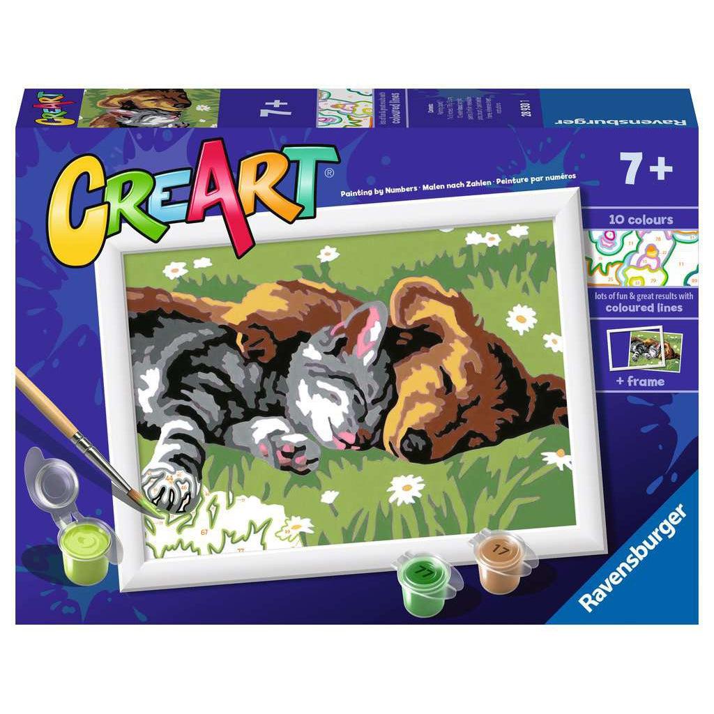 Ravensburger-CreArt Sleeping Cat and Dog 5x7 Paint by Number-28930-Legacy Toys