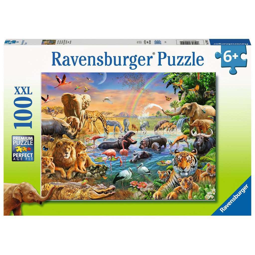 Ravensburger-Savannah Jungle Waterhole 100 Piece Puzzle-12910-Legacy Toys