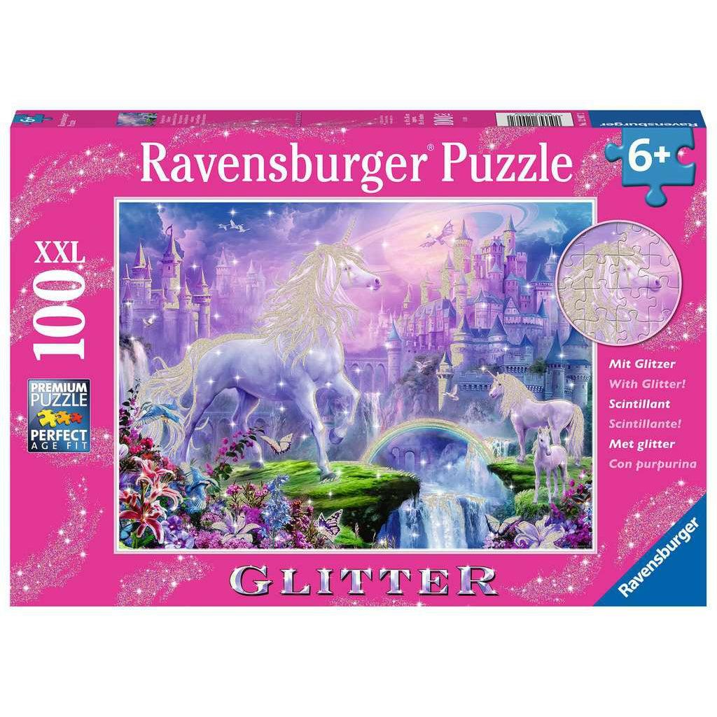 Ravensburger-Unicorn Kingdom 100 Piece Glitter Puzzle-12907-Legacy Toys