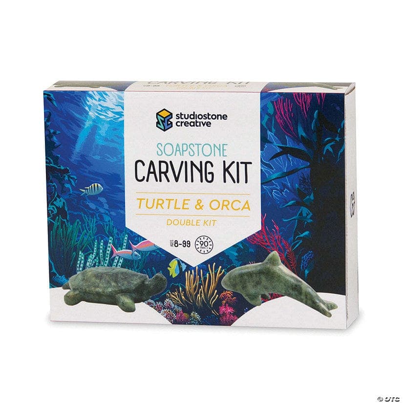 Studiostone Creative-Soapstone Carving Kit Turtle & Orca-12961-Legacy Toys