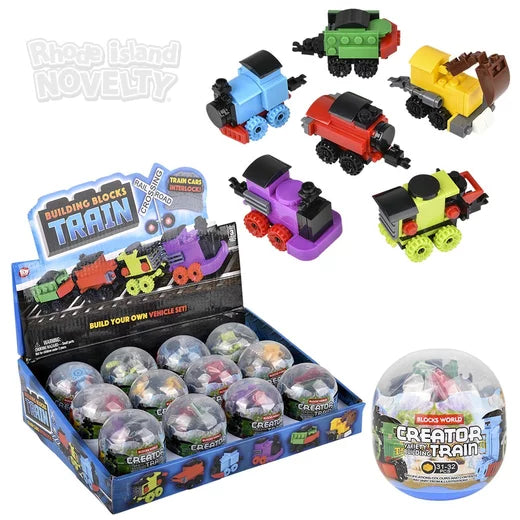 The Toy Network-3" Building Block Trains in Mystery Egg-VE-BBTRA-Legacy Toys