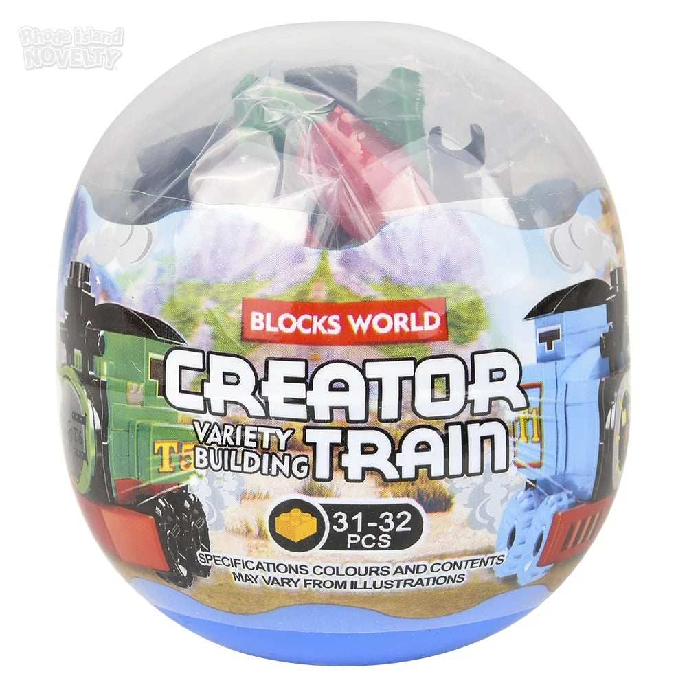 The Toy Network-3" Building Block Trains in Mystery Egg-VE-BBTRA-Legacy Toys