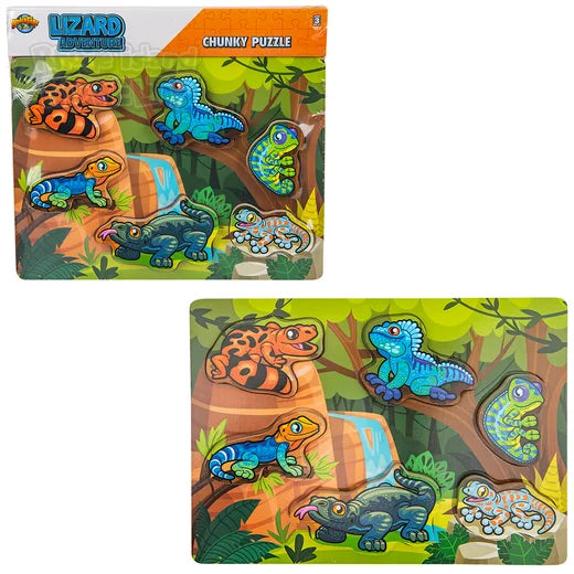 The Toy Network-6 Piece Chunky Lizard Theme Wooden Puzzle-AG-CHLIZ-Legacy Toys