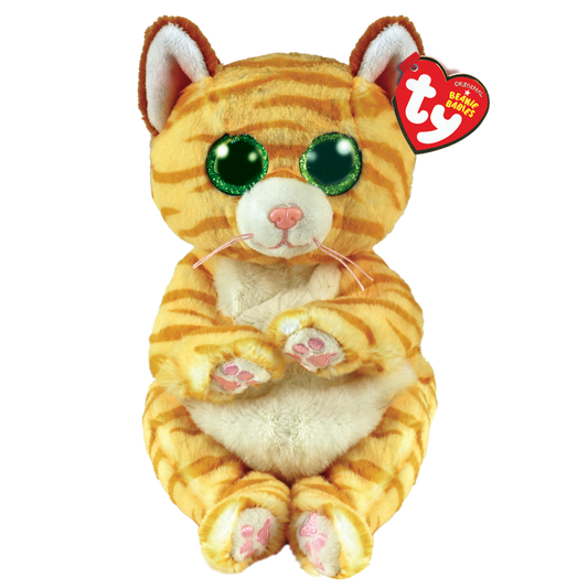 TY-Beanie Baby Bellies - Mango Gold Striped Cat-40550-Legacy Toys