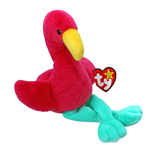TY-Beanie Baby - Farya II - Pink Flamingo-41337-Legacy Toys