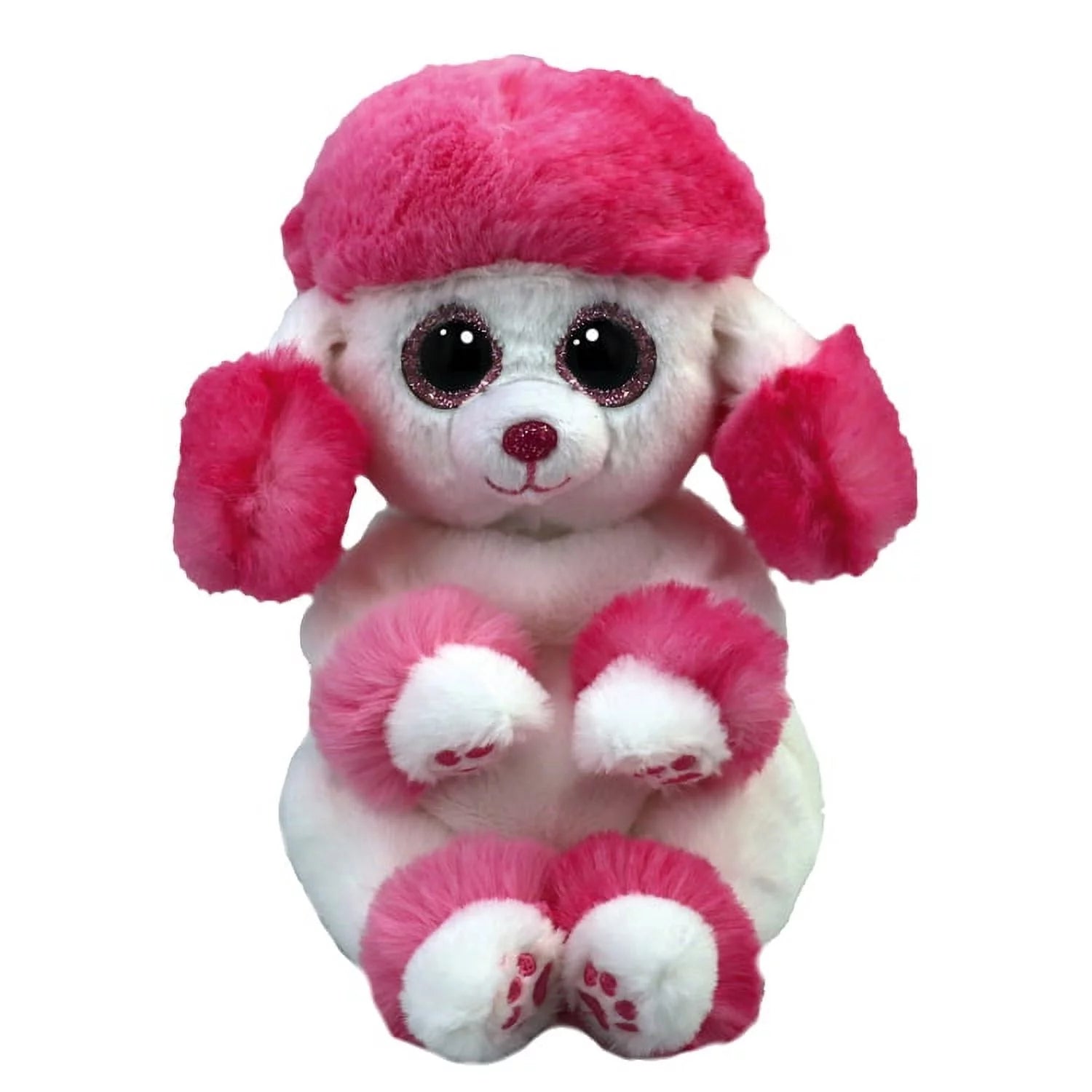 TY-Beanie Bellie Heartly - Pink and White Poodle - Reg-41046-Legacy Toys