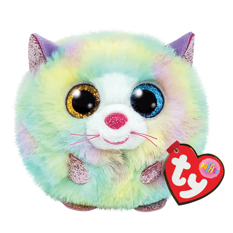 TY-Beanie Puffies 4" Ball-42503-Heather - Cat-Legacy Toys