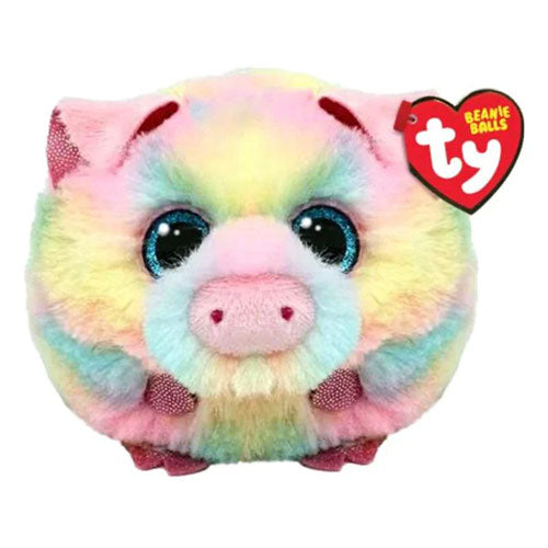 TY-Beanie Puffies 4" Ball - Pigasso - Pastel Pig-42551-Legacy Toys