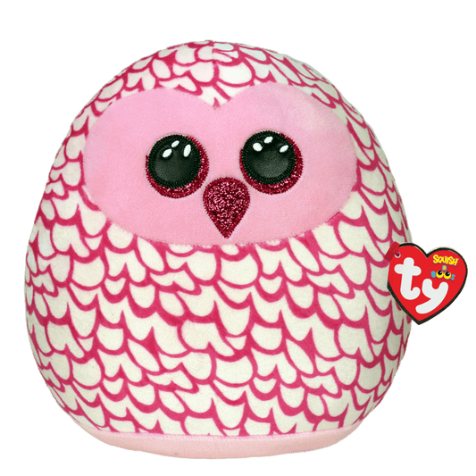 TY-Squish A Boo - Pinky the Owl-39300-10" Small-Legacy Toys