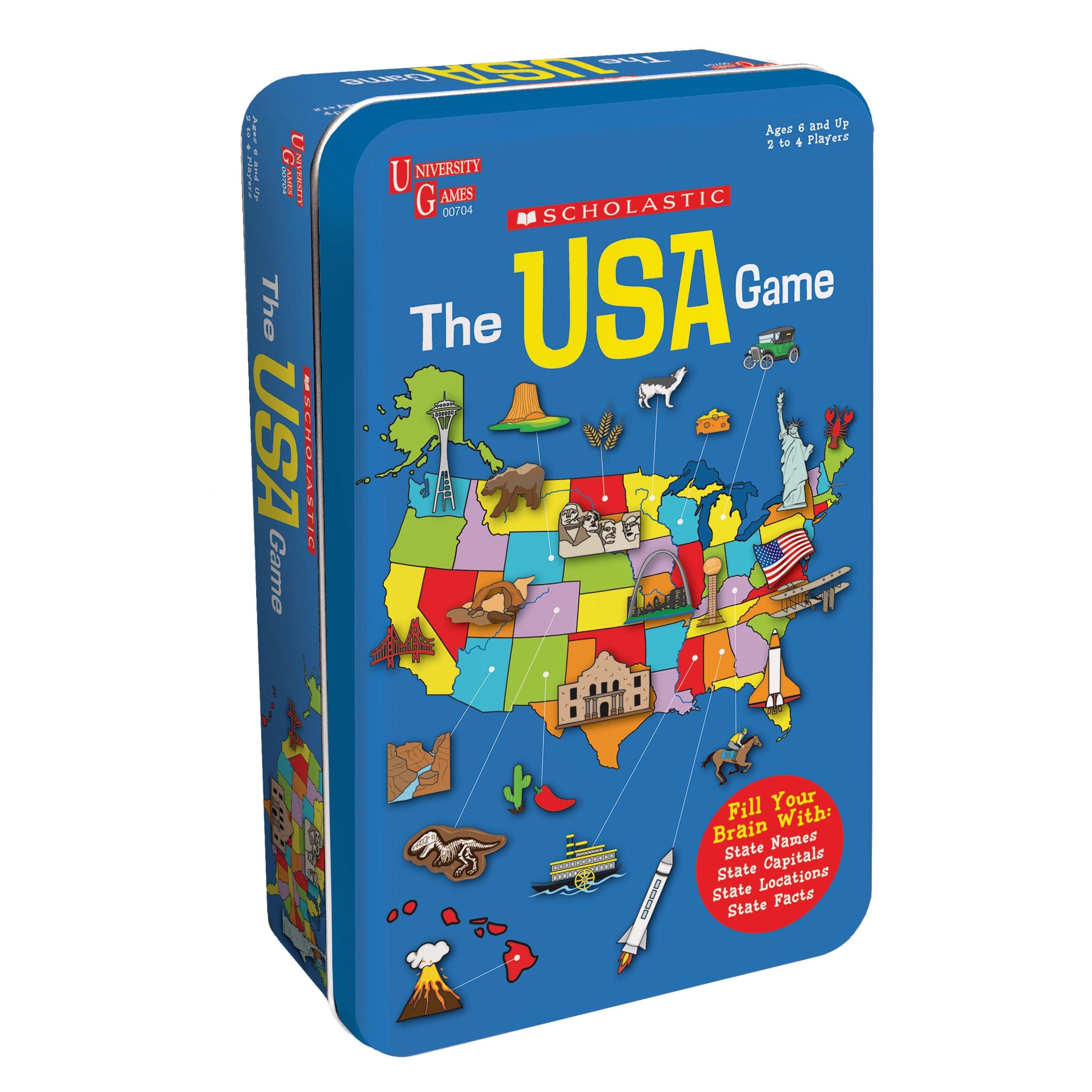 University Games-Scholastic USA Game Tin-00704-Legacy Toys