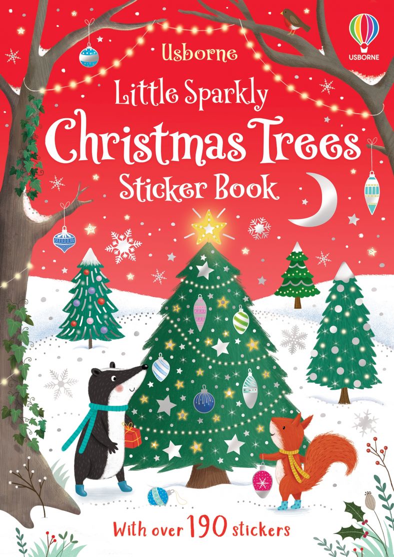 Usborne Books-Little Sparkly Christmas Trees Sticker Book-555344-Legacy Toys