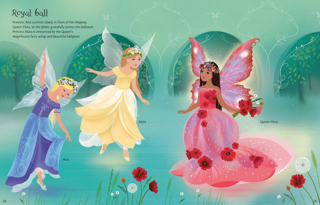 Usborne Books-Sticker Dolly Dressing Fairy Princesses-071624-Legacy Toys